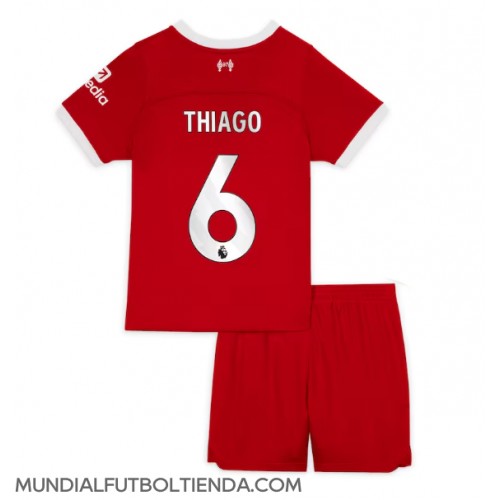Camiseta Liverpool Thiago Alcantara #6 Primera Equipación Replica 2023-24 para niños mangas cortas (+ Pantalones cortos)